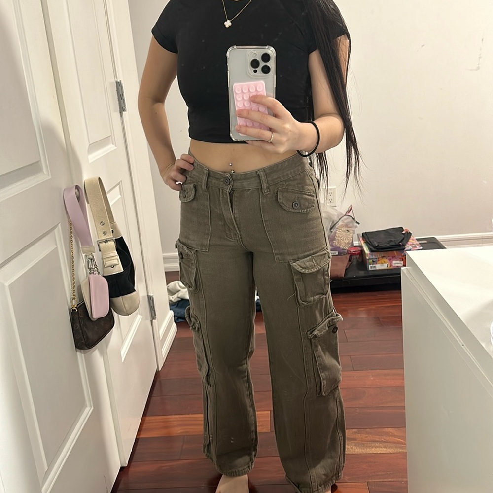 Army green cargo jeans